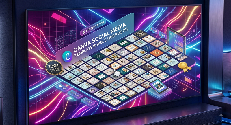Canva Social Media Template Bundle (100 Posts)