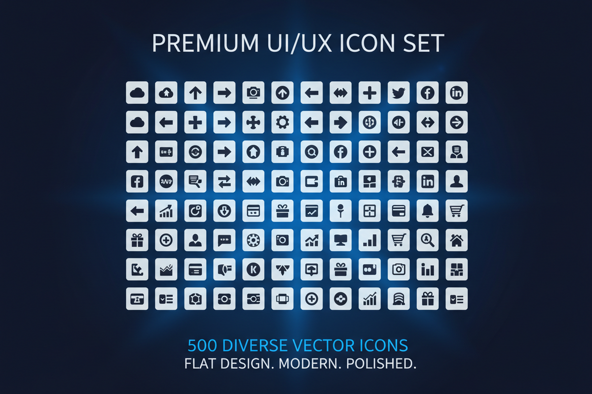 Premium UI/UX Icon Set (500 Icons)