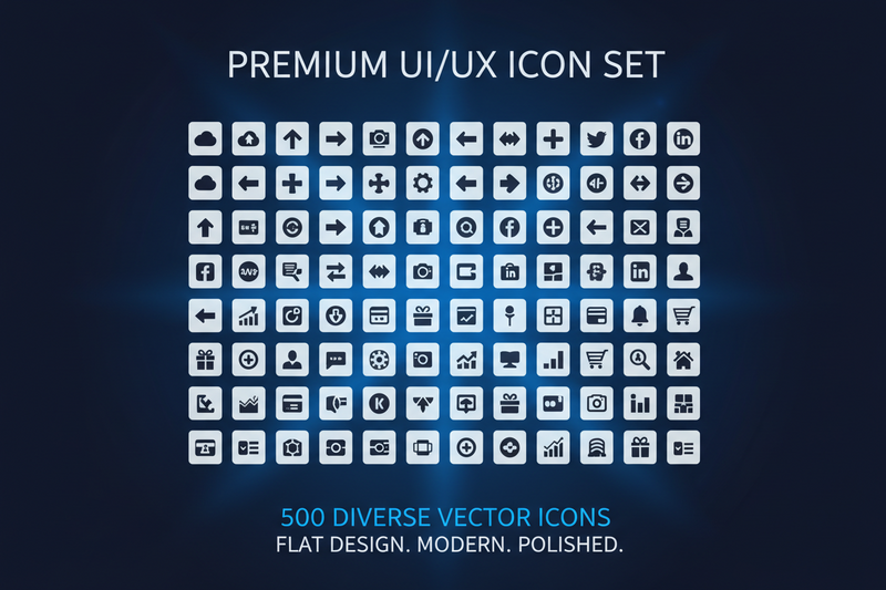 Premium UI/UX Icon Set (500 Icons)